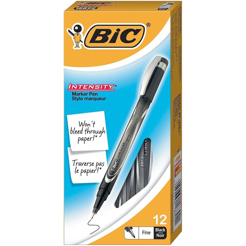 BICFPIN11BK - BIC Intensity Fine Point Permanent Marker Pens