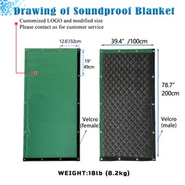 LTCANOPY Sound Barrier Temporary Construction Traffic Industrial Sports Pitches Outdoor Noise Control Sound Blocking Reducing Cancelling Soundproof Screen Blankets 39.3”x78.7-1 Pack-(Green)