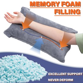 1 MIDDLE ONE Arm Pillow, Memory Foam Arm Rest Pillow for Adults and Side Sleepers, Elbow Arm Support Elevation Pillow for Post Surgery and Arm Numbness with Removable Cover (Grey)