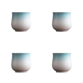 Dicmracy - Juego de tazas de café espresso de cerámica de 4 onzas, tazas de demitasse para café o té, tazas de café con leche pequeñas sin asas (azul degradado, 4)