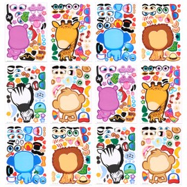 JOYIN 24 PCS 6"x 9" Make a face Stickers for Kids, Make Your Own Animal Safari and Match Sticker Sheets with Safari and Fantasy Animals Kids Crafts Party Favors Goodie Bags Stuffers for Kids