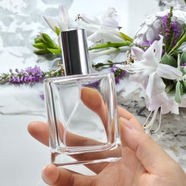 Yerpkefey 50ml/1.7 Oz Glass Spray Bottle Perfume Atomizer,Travel Refillable Perfume Bottles Empty Classic Spray Bottle 2Pack (Silver, 50ml)