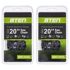8TEN Chainsaw Chain for Stihl MS290 MS650 MS271 MS260 039 20 inch .063 Gauge .325 Pitch 81DL 2 Pack