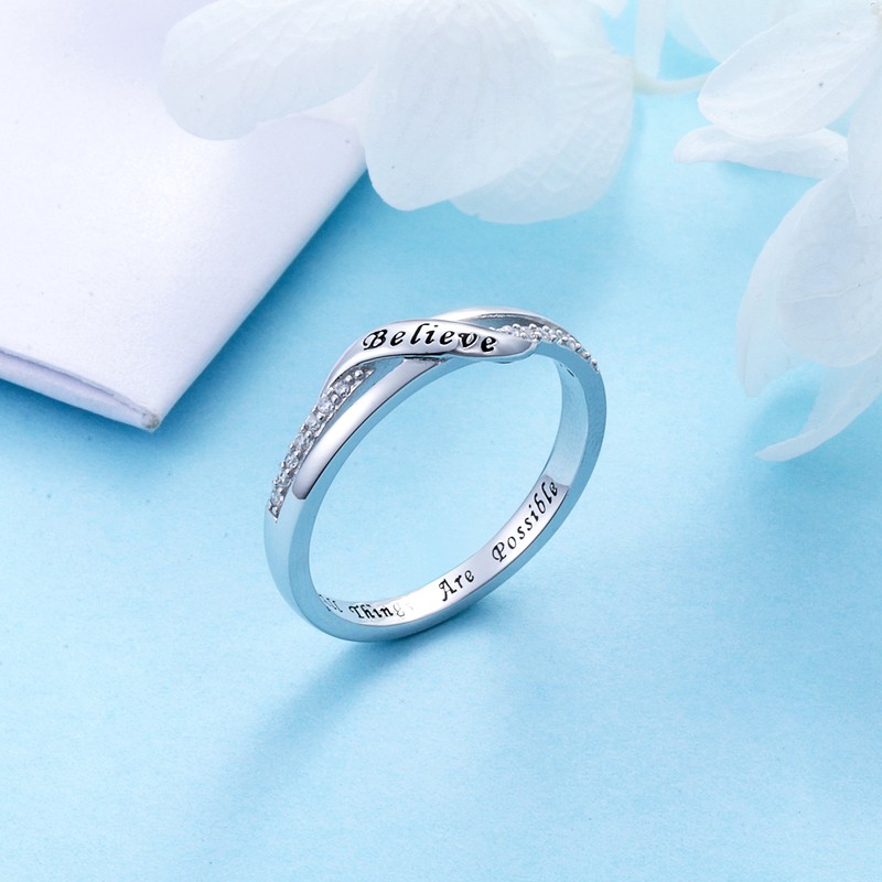 DAOCHONG Inspirational Jewelry Sterling Silver Engraved Believe All Things are
