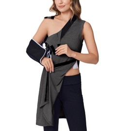 Deyeek Women's Post Shoulder Surgery Dress Full Tear Away Sleeveless Tank Dress After Rotator Cuff Adaptive Clothing Dark Gray