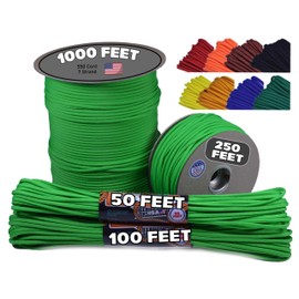 BORED? PARACORD! 550 lb Paracord - Ideal for Crafting, Camping, DIY Projects, Active & Military Outdoors - Strong Survival Rope - Tactical Parachute Cord Type III - Neon Green 1000 Feet