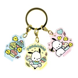 Tees Factory Sanrio Characters 3 Charm Keychain Pochacco Party Cupcake H6.4 x W 3.4 inches (16.3 x 8.7 cm) SR-5546127PC
