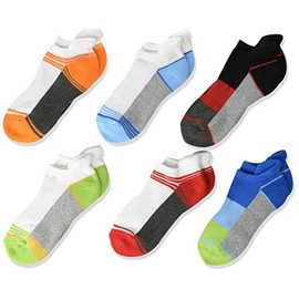 Jefferies Socks Boy's Sport Tab Half Cushion Low Cut Socks 6 Pack, Multi, Small, Multicolor