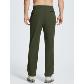 BALEAF Men's Hiking Pants Lightweight Quick Dry Water Resistant Elastic Waist Cargo Pants with Zip Pockets for Outdoor Dark Army Green M