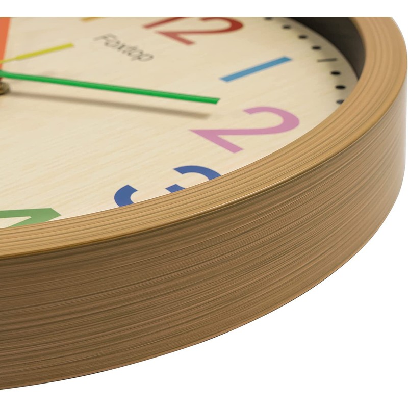 Foxtop Modern Children's Wall Clock, 30 cm, Silent Non-Ticking Wall