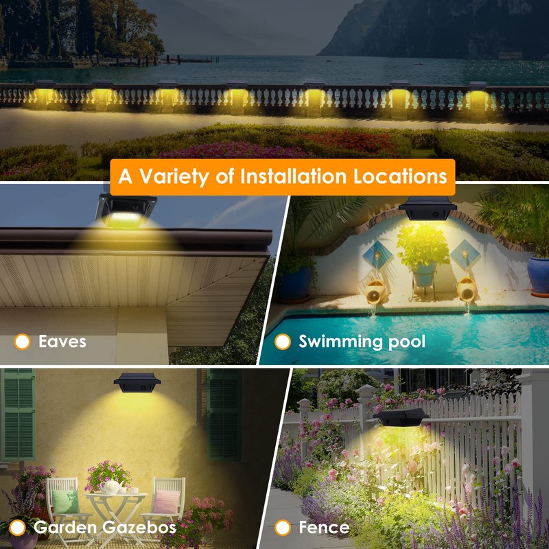 UniqueFire Solar Gutter Lights Outdoor, 40 LEDs Bright Solar Powered