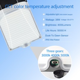4 Pack 38W LED Wall Pack Light, Dusk to Dawn Light with Photocell, Adjustable 3000K- 5000K 120-227V Daylight 4000LM, IP65 Waterproof Wall Pack Lights Outdoor Led for Garage Warehouse Garden Factory