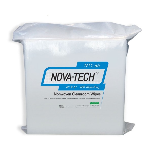 High-Tech Conversions NT1-66 NOVA-TECH Lint Free Nonwoven Cleanroom Wipe, 6" Width x 6" Length (Pack of 600)