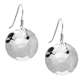Silverly Women's 925 Sterling Silver Hammered 18 mm Round Disc Dangle Earrings