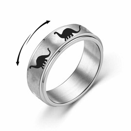 Punk Dinosaur Fidget Spinner Rings for Women Men Hypoallergenic Stainless Steel Ring Stress Relieving Anxiety Ring Jurassic Dinosaurs Rotate Freely Finger Band for Comfort Fit Jewelry Gift Christmas Birthday (6)