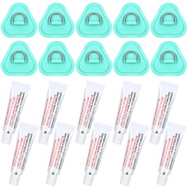 Newwiee 10 D Ring PVC Patch for Inflatable Boat With10 Liquid Waterproof Repair Patch Cement Inflatable Repair Set for Inflatable Boat Dinghy Sup Kayak Surfboard Rafting Canoe(Mint Green)