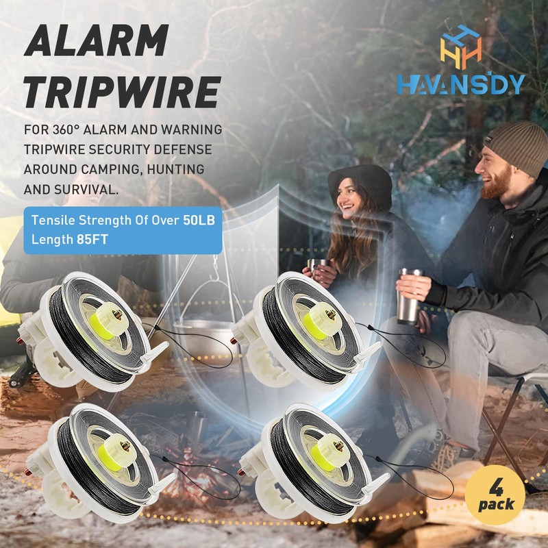 Kevlar Trip Wire Alarm Device with Reusable Reel - 85ft