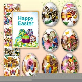 Lot of 2 * 7 Easter Egg Decoration Thermo Heat Shrink Sleeve Wraps Pysanka for 14 Easter Eggs