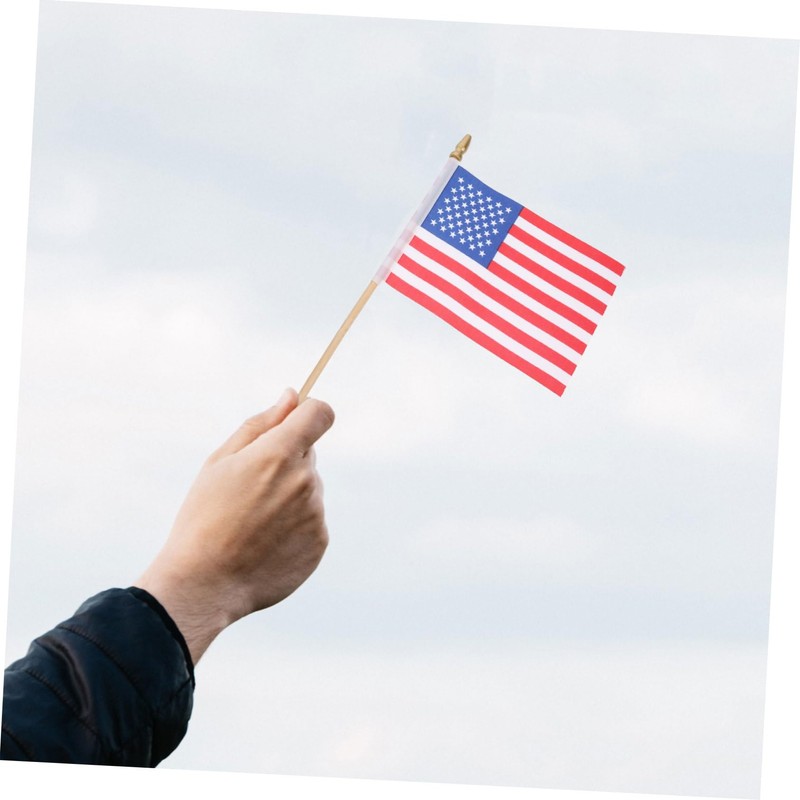 Kisangel 40pcs Small Usa Stick Flags Mini American Flags for