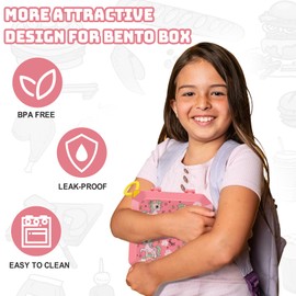 Itslife Bento Lunch Box for Kids, 3-5 Compartment with Leak Proof, 35oz Lunch Containers for Toddler, Dishwasher Safe, BPA Free, Ideal Portion 10 Designs for Kids School Gift (Pink Unicorn)