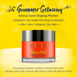 SNS HEALTHY NATURAL NAILS SNS Nail Dip Powder, Gelous Color Dipping Powder - Stingray City (Orange, Cream) - Long-Lasting Dip Nail Color Lasts 14 Days - Low-Odor & No UV Lamp Required - 1 OZ