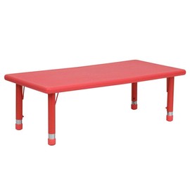 Flash Furniture 24''W x 48''L Rectangular Red Plastic Height Adjustable Activity Table