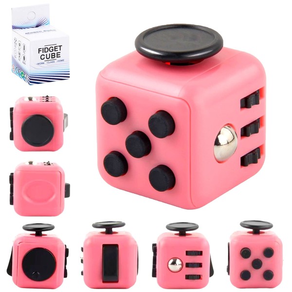 Yeefunjoy Fidget Toy Cube Toy Finger Toy, Fidget Toy Stress Relief and Anti-anxiety Toy With 6 Different Sides, Children Desk Toy Relieve Toy Office Classroom Toy Gift for Adults & Kids (pink)