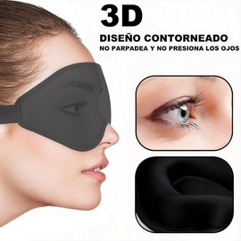 2 Máscaras para Dormir,Antifaz para Dormir de Sueño Contorno 3D,Sleep Mask 3D de Esponja para Ojos con Correa Ajustable,Cubre Ojos para Dormir Ajustable para Hombres y Mujeres,para Dormir,Yoga(Negro)