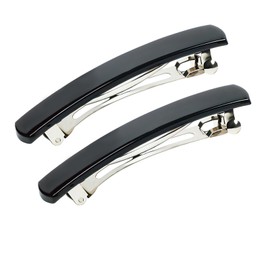 Shiny Bow Triple Clipping Tortoise Shell French Barrettes Metal Clasp Style Ponytail Clips for Thick or Fine Hair Chignon Hair Ornament (Black)