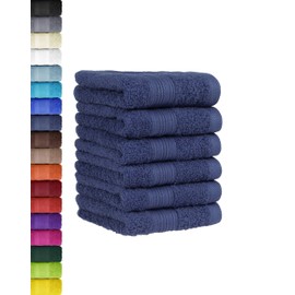 6-Piece Guest Towel Set in Many Colours, 100% Cotton, Pack of 6 Guest Towels, 30 x 50 cm, Navy
