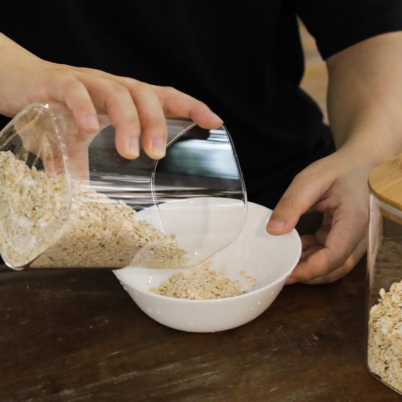 LIBWYS Kitchen Glass Jars Set with Bamboo Lids for Storage