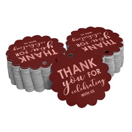 Inkdotpot Thank You For Celebrating With Us Bridal Shower-Baby Shower-Retirement-Wedding-Birthday Bottle Tag Real Rose Gold Foil Favor Hang Tags Pack Of 100