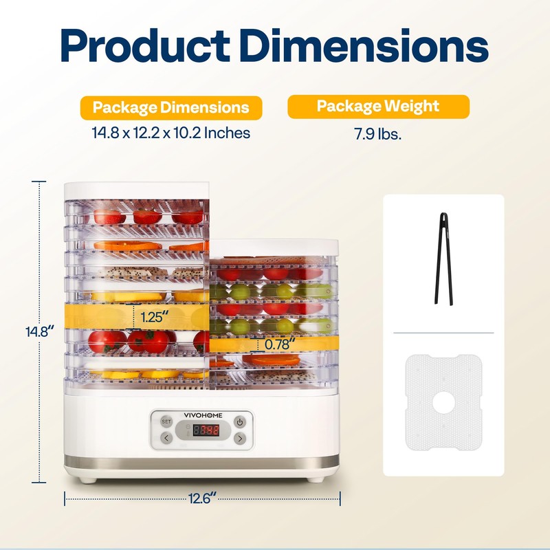 VIVOHOME Electric 8 Trays Food Dehydrator, 400W Hydrator Machine with