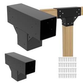 Pergola Kit T Shaped 6x6(Actual: 5.7"x5.7")-2 Pack Pergola Brackets-3 Way DIY Woodworks Gazebo Bracket Kit with Screws for 6x6 Wood Beams-Elevated Wood Stand T Brackets for Sunroom Carport Cabin