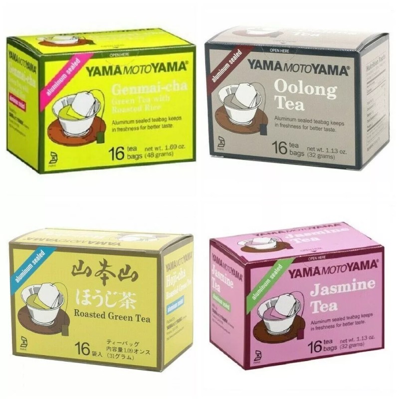 Yamamotoyama SET of 4 Japanese Yamamotoyama Jasmine Oolong Genmai-cha Green