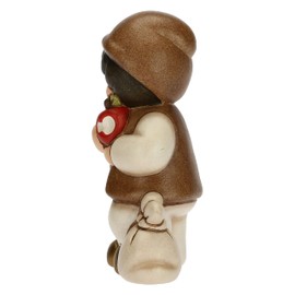 THUN - Nativity Scene 2022 - Nativity Scene Child with Apple Made of Ceramic, Hand-Decorated, White Dress - Classic Line Nativity Scene - 4.3 x 3 x 6.5 cm H