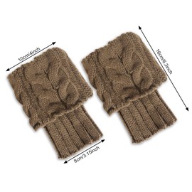 XEPST 4 Pairs of Winter Leg Warmers Women's Knitted Leg Warmers Knitting Crochet Short Leg Warmers Girls Boots Boot Cover for Winter Warmers - Black, Dark Grey, Khaki, Beige, Black, dark grey, khaki,