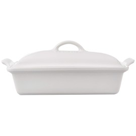 Le Creuset Stoneware Heritage Covered Rectangular Casserole, 4 qt. (12" x 9"), White