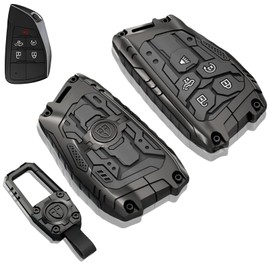 FZSFVAQ Heavy Zinc Alloy Key fob Cover, Keychain, Key Case, Accessories Compatible with 2022 2023 2024 2025 Chevy Silverado 1500 GMC Sierra 1500, 2024 2025 Silverado Sierra 2500HD 3500HD, Black