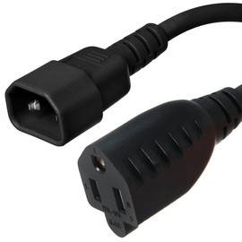IEC C14 to 5-15R Power Cord - 1 Foot, 10A/125V, 18 AWG - Iron Box # IBX-4930-01 (1 ft)