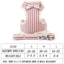 1pcs Wezxrauo Escape-Proof Rabbit Harness & Leash Set - Adjustable Soft Cotton Vest for Bunny/Cat/Guinea Pig, Breathable Small Animal Harness with Cute Bow, Comfortable Walking Gear (Size S)