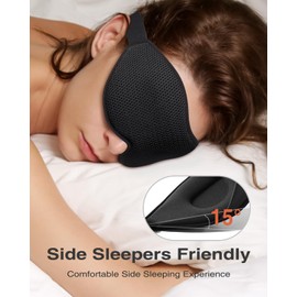 MABAO 2 Packs Sleep Mask for Side Sleeper, Eye Mask for Sleeping Women Men, 3D Contoured Cup No Eye Pressure 100% Light Blocking Sleeping Mask with Adjustable Strap Night Blindfold, Nap, Black & Pink
