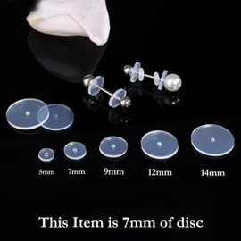 50Pcs Silicone Earring Backs Stopper for Piercings, Clear Discs Stabilizer Pads for Healing Non Pull Piercing Discs, 7mm Earlobe Support Patches (7mm)