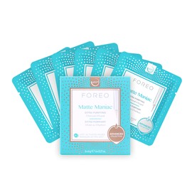 FOREO Matte Maniac UFO-Activated Facial Mask - Hydrating Facial - Witch Hazel & Charcoal - For All Skin Types & Blemish-prone - Oily Skin - 6 pcs in Pack