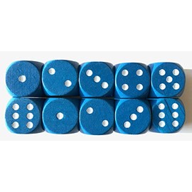 Spieltz Extra Large 20mm Wooden Eye Dice for XL Games Small Kids Seniors (10 Dice, Blue with White Eyes)