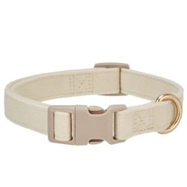 Petiry Soft Corduroy Fibric Dog Collar, Quick Side Release Buckle, for Large Dogs.(White,Large:17-26")