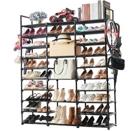 Mavivegue 10 Tiers Shoe Rack Tall Shoe Organizer Shoe Storage 55-65 Pairs Vertical Shoe Shelf Large Shoe Rack Organizer Stackable Shoe Racks for Entryway, Closet, Garage, Bedroom,Cloakroom -Black