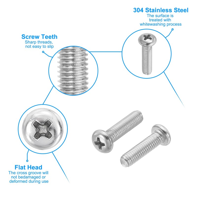 PATIKIL Phillips Pan Head Screws, 30 Pack M5-0.8 x 18mm