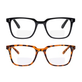 Yogo Vision - Juego de 2 gafas de lectura bifocales para hombres y mujeres, La Habana Negra/Marrón, 50-19-144