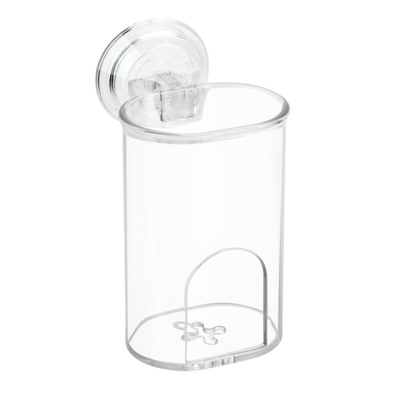 iDesign Plastic Suction Tumbler Cup and Bathroom Organizer for Mirror